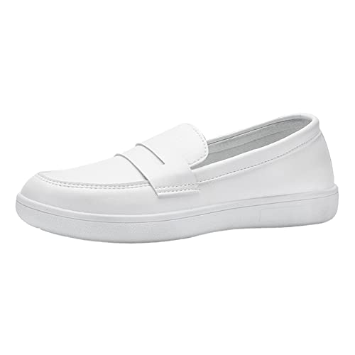 Vaveren Sapatos de enfermagem femininos de couro PU, sapatos de enfermagem planos, mocassins de enfe