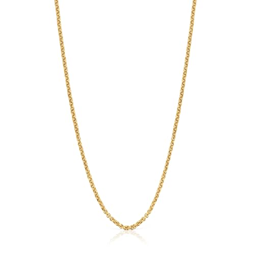 TOUS Cadena Mediana con Baño de Oro 18Kt sobre Plata para Mujer, Largo 50 cm, Versátil y Atemporal, Colección Chain
