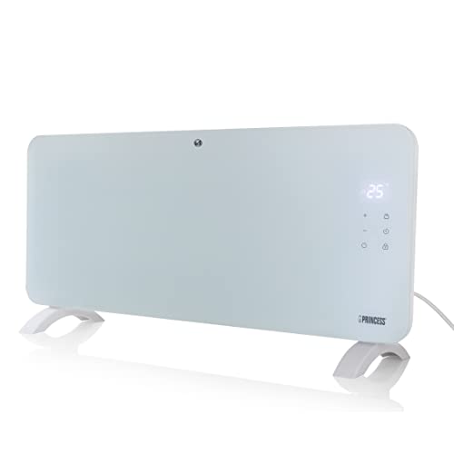 Princess Smarte Konvektorheizung – 1500 W – Steuerbar über kostenlose App – Glaspaneel – wandmontierbar – mit LED-Touchscreen