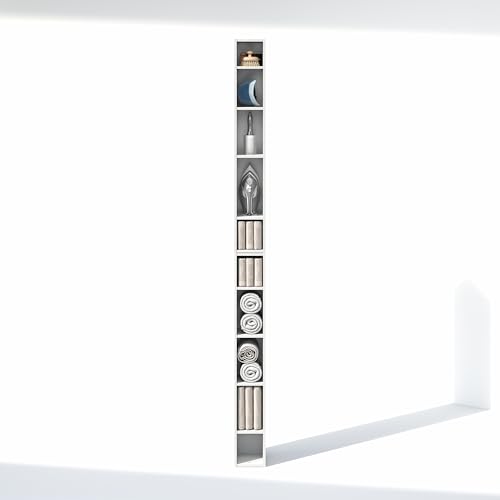 Image of Furinno Fulda 10-Tier Closet Organizers and Storage, Open Shelf, Storage Organizer, 6-Inch Width, for Closet, Bedroom, White