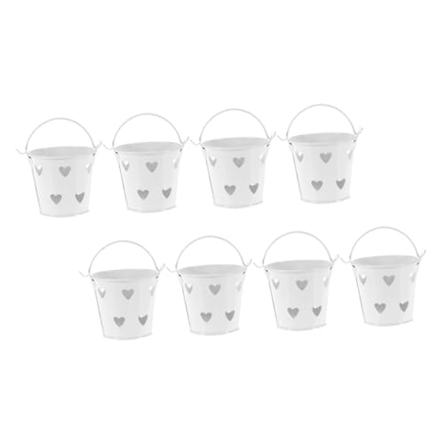 Ciieeo 8 Piezas Pequeños Cubos de Hierro Decorativos para Multiusos para Fiesta Almacenamiento Versátil de Metal para Escritorio y Snacks Acabado y Detalles Intrincados Color Blanco
