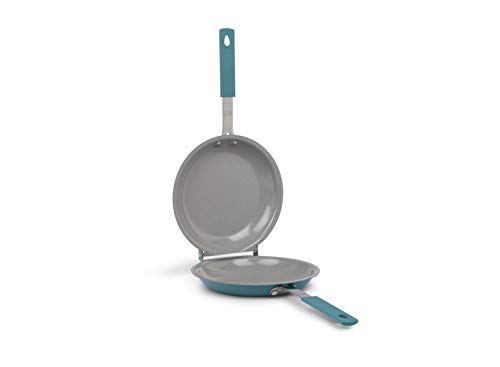 GOTHAM STEEL Nonstick Easy to Flip Fluffy Perfect Omelets Pancake Pan Double Ocean Blue