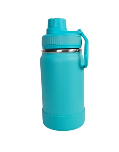 Garrafa Térmica Sport 350 ml em Aço Inoxidável base de Silicone tampa rosqueável Portátil Academia Escola Trabalho e Dia a Dia acompanha 3 clip para fechar alimentos - YASDA (VERDE ÁGUA)