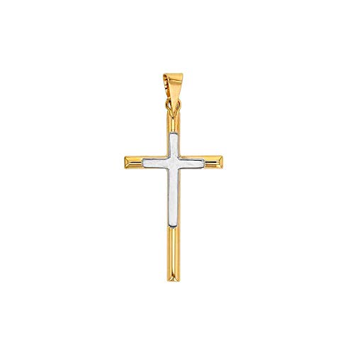 Croix bicolore en Or 750 pour un cadeau de baptême inoubliable