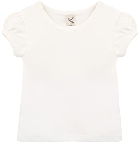 Image of Lilax Girls Short Puff Sleeve Cotton T-Shirt, Toddler & Little Girls Top | 95% Cotton Puff Sleeve Tee; Crewneck, Short Sleeve; Toddler & Girls Sizes 2T-12; for School, Play & Everyday; Machine Wash