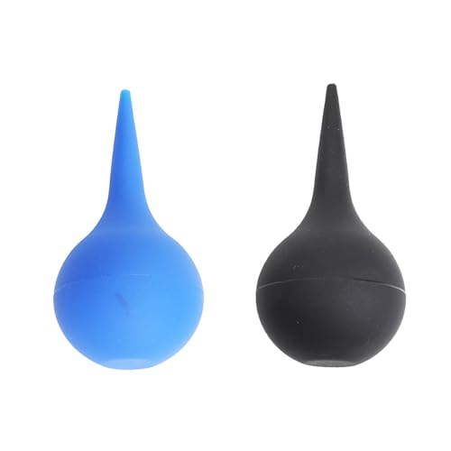 2 Pack of Bulb Syringe for Ear Wax Rubber Suction Ear Syringe Bulbs Ears Bulb Syringes Soft and Reusable Safe Removal Ears Wax and Dust Cleaning for Adults and Kids (Blue and Black)