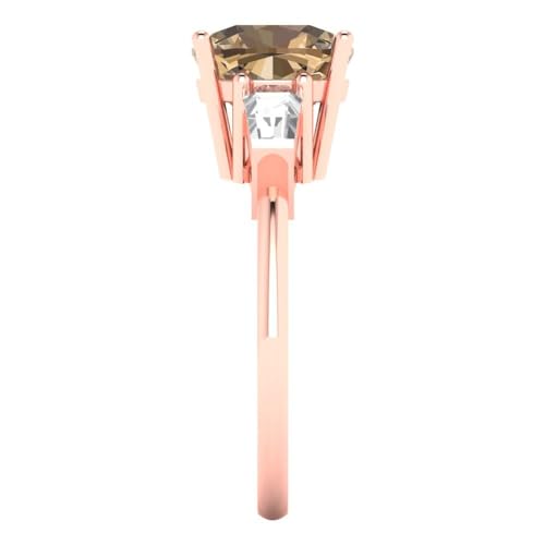 Clara Pucci 3 ctw Cushion Cut Solid Gold Engagement Ring for Women - 14K Rose Gold - Simulated Champagne Diamond Wedding Promise Ring for Her3