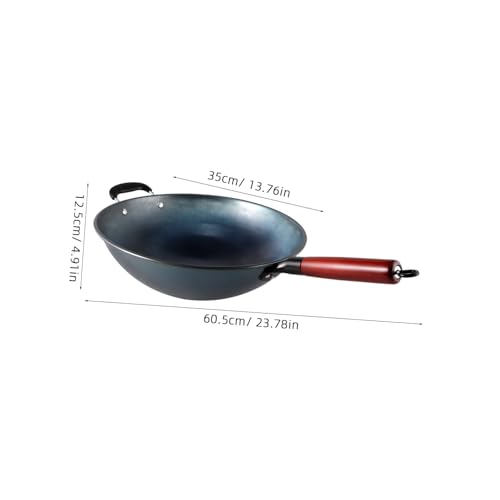 Wok de hierro con mango de madera, antiadherente, para cocina miniatura 2