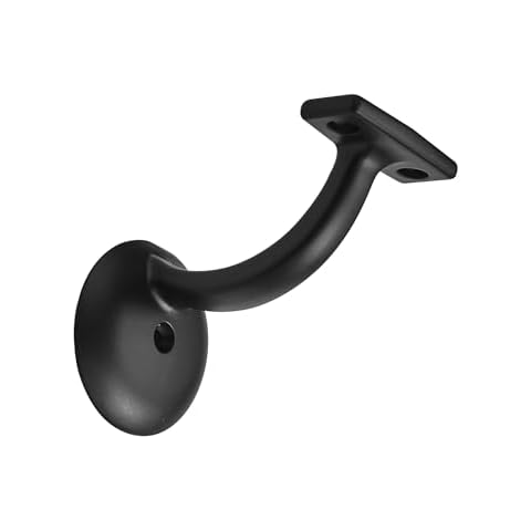 khtumeware 6 Pack Matte Black Hand Rail Bracket Heavy Duty Hardware for Stairways, Home or Office Stair Support Handrail Brackets Cover