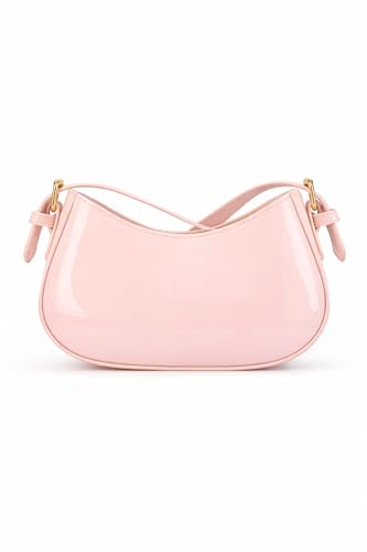 Image of Korean Style Leather Shoulder Bag with Buckle Glossy Finish Crossbody Purse for Daily Use Travel & Shopping Phone Purse with Adjustable Strap Lightweight Trendy Bag for Girls