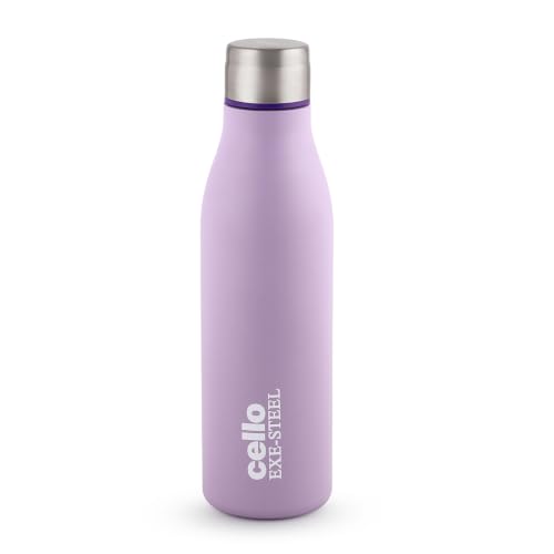 Image of CELLO Gem Stainless Steel Water Bottle for Daily Use 900 ml Violet | Easy to Carry & Clean, Rust Proof Leak Proof Freezer & Fridge Safe Single Wall Steel Water Bottle for School Kids, Travel & Office