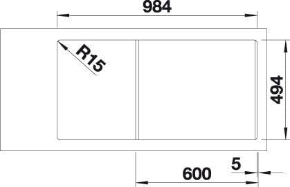 BLANCO COLLECTIS 6 S | Granitspüle aus SILGRANIT anthrazit | Einbauart: Einbau von Oben | Hauptbecken rechts | für 60 cm breite Unterschränke | Großes Becken | Reinigungsfreundlich