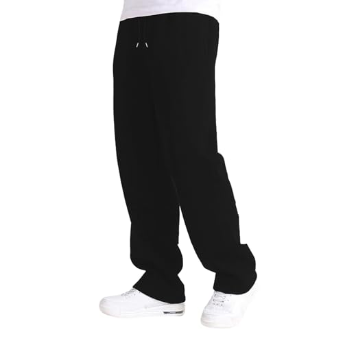 Boy's Baggy Sweatpants Straight Leg Open Bottom Casual Pants Elastic Waist Athletic Joggers Sweat Pants with Pockets