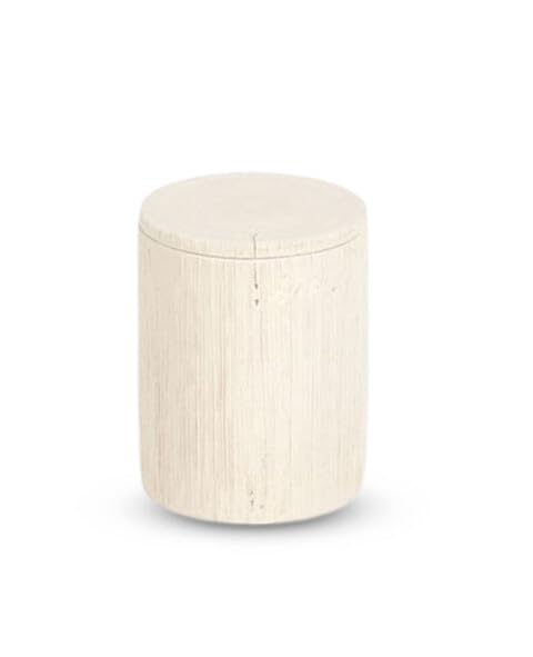 Petite urne funéraire en céramique blanche Tronc pour cendres