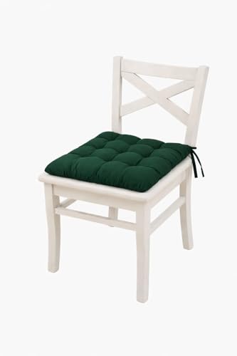 Image of A Decor Soft Cotton Chair Cushion Pad 40x40x4 cm| Comfortable Pad for Dining, Office & Study Chairs Pack of 1| (Dark Green)