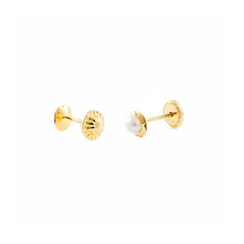 Pendientes de oro de trébol para bebé Mondepetit con perla 2