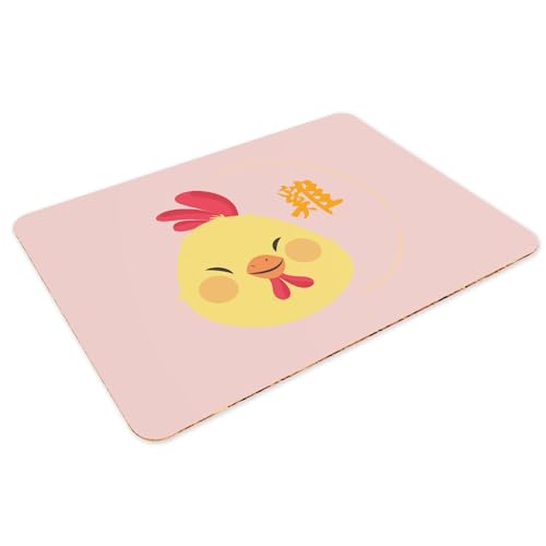 Set de table rose coq zodiaque napperon liège grand format 4pcs - 3