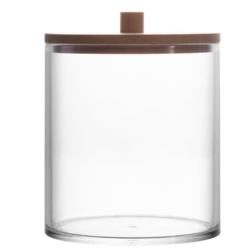 Kit 02 Porta Cotonete Organizador de Algodão Acrílico Transparente Tampa de Bambu Caixa de Armazenam