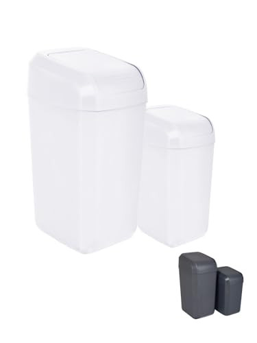 Jardin202 - Papelera con Tapa Basculante - Cubo basura Antracita para Cocinas. Baños y Despachos - Contenedor de Residuos | 15 L (Gris Claro)