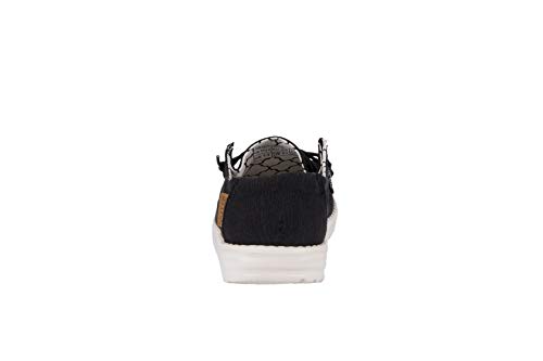 Image of HEYDUDE Girl's Wendy Toddler Linen Black Size 5 | Girl's Shoes | Girl's Lace Up Loafers | Comfortable & Light-Weight