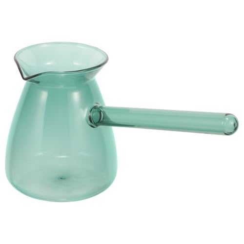 Luxshiny Jarra de Café de Vidrio Verde de 450ml Ligera con Asa Lateral para Uso Hogar Adecuado para Preparar y Servir Bebidas Calientes