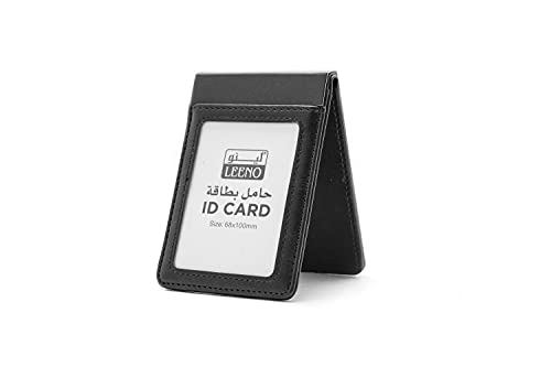 Leeno ID card leather 68x100mm black vertical