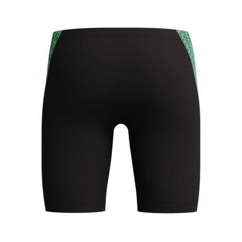 Speedo Jungen Hyperboom Splice Schwimmhose | Chlorbeständig | Schnelltrocknend | Stretchmaterial | Bequeme Passform Schwimmbekleidung, Schwarz/Alfalfa Green, 5-6