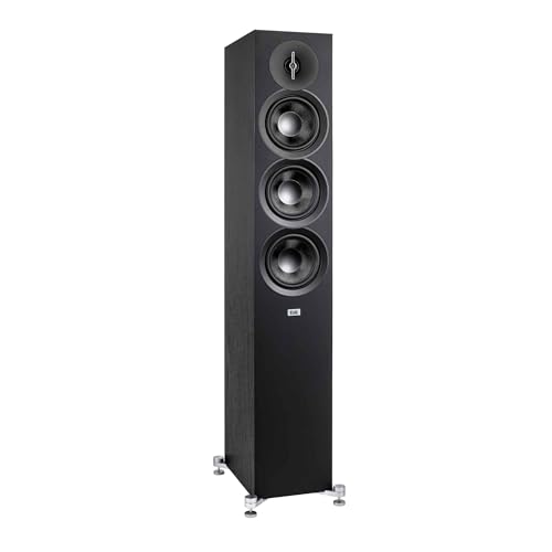 Image of ELAC Debut 3.0 DF53-BK Floorstanding Speaker, Black Ash (Each) - 1” Aluminum Dome Tweeter, 5.25” Aramid Fiber Midrange & Dual 5.25” Aramid Fiber Woofers - 3-Way Bass Reflex - 38Hz to 38KHz Response