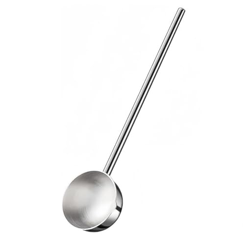 BTuregsau Small Soup Ladle Metal Deep Spoon with Pour Spout 2 Oz Long Handle Ladles Heat- Stainless Steel 10.5 Inch 1 Piece