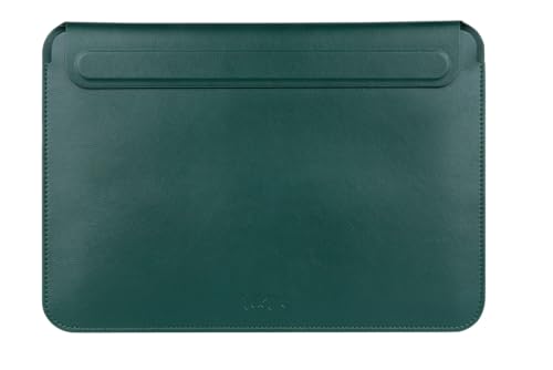 TEKNE Vegan Leather MacBook Sleeve for MacBook 13" & iPad | Slim Laptop Sleeve with Magnetic Closure | Scratch Resistant, Lightweight Protective Case – Green