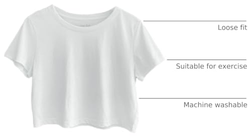Image of Womens 100% Cotton Crop Tops Short Sleeve Crewneck Loose Fit Basic Tee Summer Casual Workout T-Shirt Fashion Clothes