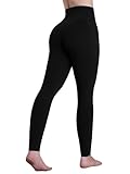 Sunzel Sustainable High Waisted Butt Lifting Leggings with Pockets for Women, No Front Seam Tummy Control Workout Yoga Pants 28' Black Large