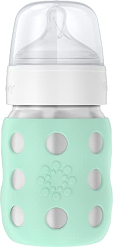 Image of Lifefactory 8-Ounce Stainless-Steel Vacuum-Insulated Wide-Neck Baby Bottle with Stage 2 Nipple (3-6 Months) Mint, LS2211WMI4