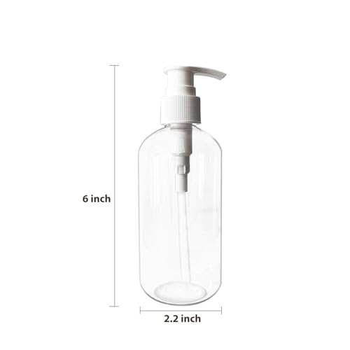 Empty Plastic Bottles with Pump Dispenser, 8 oz, Clear/White, 2 Pack, Refillable Containers for Body Wash, Moisturizer, Face Cream, Liquid Soap4