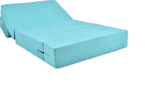Image of Convertible Sofa Chair Bed, 3-in-1 Sleeper Chair with Foldable Design, Modern Upholstered Lounge Accent Chair, Space Saving Single Sofa Bed for Living Room, Bedroom & Small Spaces (Blue (FA091)