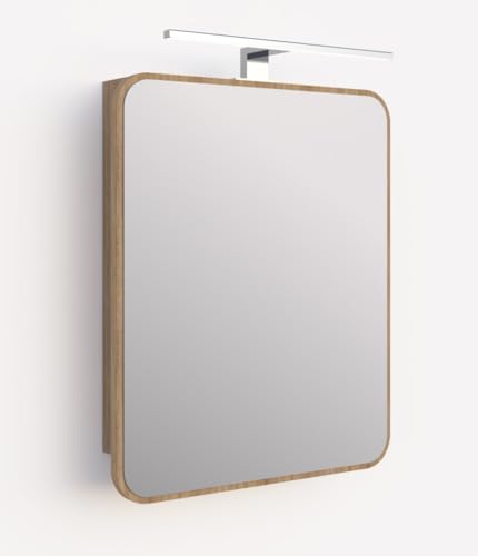 DOMTECH Armoire à miroir avec LED, éclairage LED, chêne avec étagères