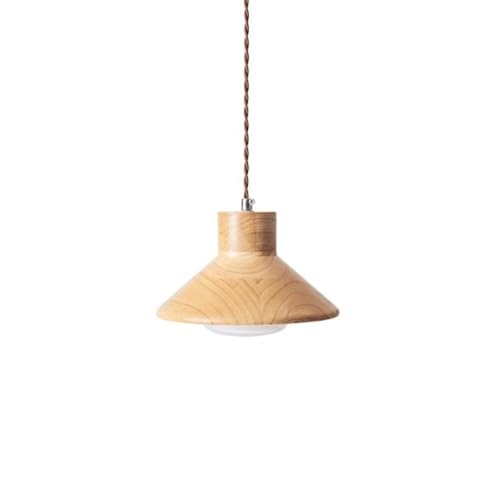 Lámpara colgante de madera E27 estilo japonés para mesita de noche