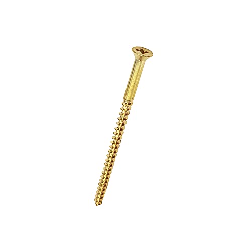 #8 x 3 pulgadas Tornillo de madera de latón con cabeza plana y punta Phillips (20 piezas) miniatura 1