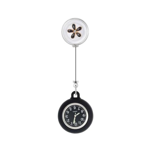 KARELLS Reloj Bolsillo Enfermera, Reloj de Bolsillo de Silicona con Broche, Reloj De EnfermeríA Broche, Reloj Enfermera, Reloj Médico de Colores, Regalo para Enfermera Médico Doctor, Negro