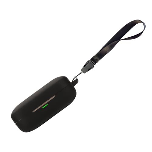 Image of WELCROS Soft Silicone Case Cover Compatible for Realme Buds Air 7 | 7 Pro (Black, Lanyard + Keychain)