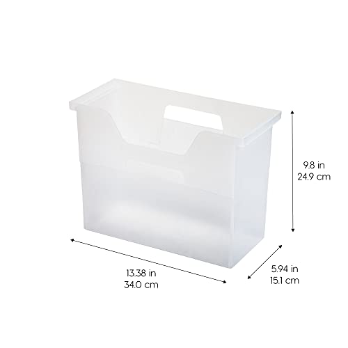 Image of IRIS USA 6-Pack Medium Desktop File Box with Open Lid, Clear | Organize paperwork, mail, magazines, and office supplies with portable storage for desks, classrooms, and home workspaces