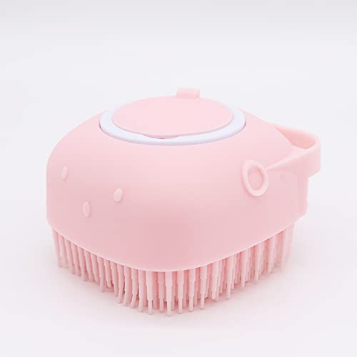 Dog Cat Bath Brush, Pet Grooming Bathing Brushes with Soap and Shampoo Dispenser, Soft Silicone Bristle for Comfort Massage Short Hair Dogs Cats Animals