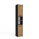 Photo Gallery adgo - mobile bagno sara s30, mobile contenitore, colonna bagno con maniglie moderne e minimaliste, 30 x 30 x 170 cm - antracite/artisan Photo Gallery adgo - mobile bagno sara s30, mobile contenitore, colonna bagno con maniglie moderne e minimaliste, 30 x 30 x 170 cm - antracite/artisan