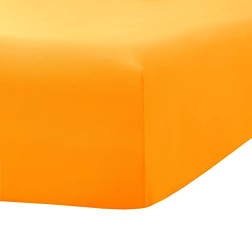 Image of Ghooss Fitted Sheet Orange-Full Size Fitted Sheet Only-Fitted Deep Pocket Sheet-Soft Wrinkle Free Sheet-1 Pack(Orange,Full)