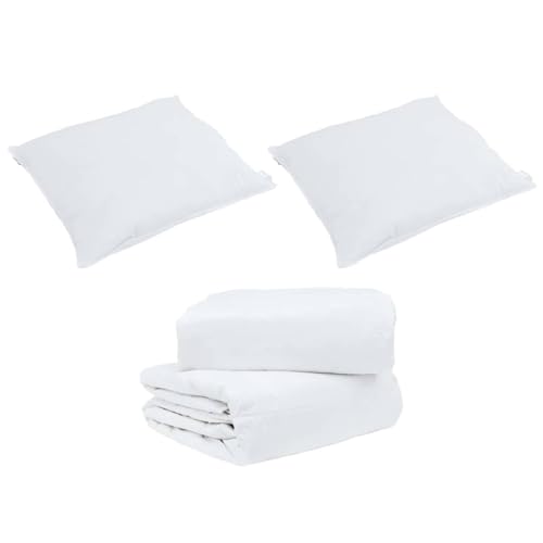 vidaXL Ensemble de Duvet avec Oreiller 3 pcs Blanc Plume de Canard, Ensemble de Couette élégant, déco Chambre Minimaliste, literie Moderne, Couette Douillette en Microfibre Douce