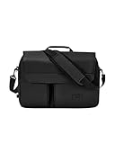 LARKSON Laptoptasche 17 Zoll Schwarz - Emil - Messenger Bag für Arbeit, Business, Reisen - Umhängetasche mit Laptopfach und Trolley-Gurt - Schultertasche Herren - Wasserabweisend