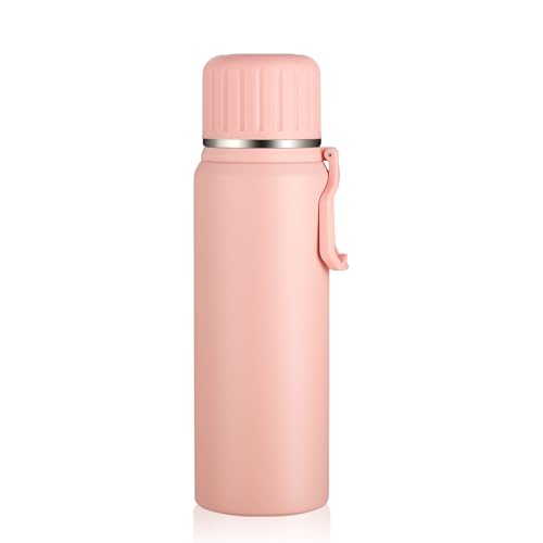 Boziee Termo de acero inoxidable, 800 ml, con vaso, sin BPA, portátil, para viajes para café y té (rosa)