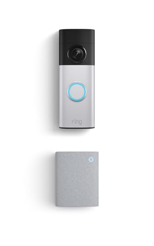 Ring Battery Doorbell Plus (newest model), Nickel Silver with Chime (newest model), White