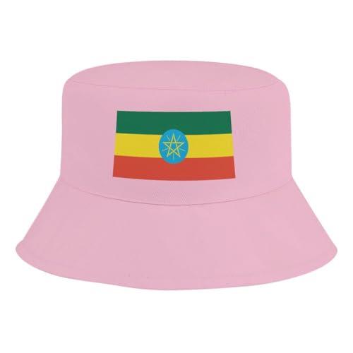 Bucket Hat for Boys and Girls, Ethiopia Flag Pattern Lightweight,Nylon Packable Bucket Hats,Fun Outdoor Vacation