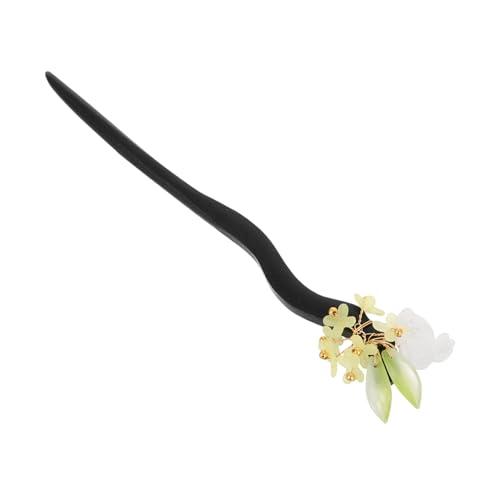COSMEVIVI 木製 ヘアスティック 花 デザイン 和風 ヘアピン レトロ 風 ヘアアクセサリー 女性 女の子 長い髪用 ヘアクリップ